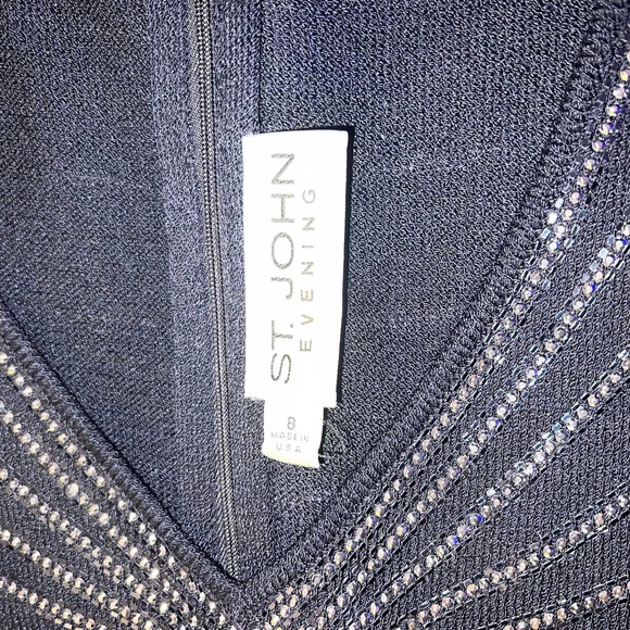 St. John Evening Knit Black Studded Dress Size 8 - Picture 6 of 6